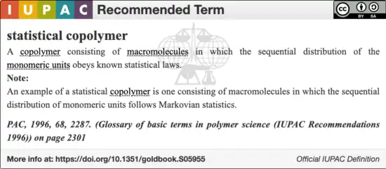 IUPAC definition for a statistical copolymer