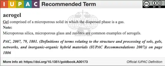 IUPAC definition for aerogel