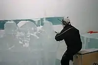 Sculpting the ice.