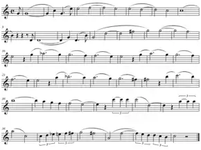 musical score showing long phrase, covering 41 bars or measures