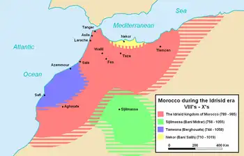 Image 48Idrisid state, around 820 CE, showing its maximal extent. (from History of Morocco)