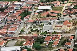 Aerial view of Igreja Matriz de Madalena in central Madalena