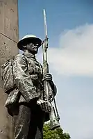 The soldier on Ilford War Memorial, Photograph shown courtesy Chris Guy.