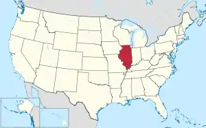 Map of the United States with Illinois highlighted