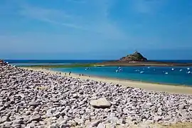 The island seen from the shore