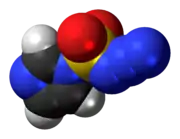 Space-filling model of the imidazole-1-sulfonyl azide molecule