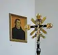 Processional crucifix with the portrait of Luther at Saint George's Lutheran church in Immeldorf, Lichtenau