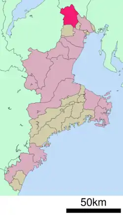 Location of Inabe in Mie Prefecture