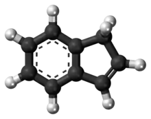 Ball-and-stick model of the indene molecule