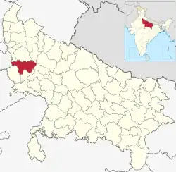 Location of Aligarh district in Uttar Pradesh