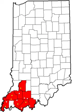 PAC's now current configuration as of 2020-21 season. The Yellow Squares are Large School Division Members, The White Squares are the Small School Division members.