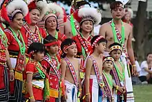 Amis/Pangcah tribe members (from the Fata'an group) performing a group dance at the 2016 Amis Music Festival in Dulan, Taiwan