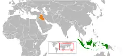 Map indicating locations of Indonesia and Iraq