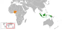 Map indicating locations of Indonesia and Nigeria