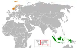 Map indicating locations of Indonesia and Norway