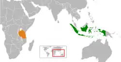 Map indicating locations of Indonesia and Tanzania