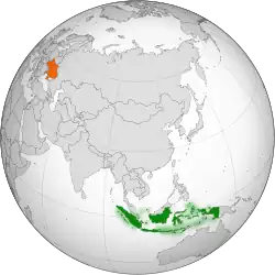 Map indicating locations of Indonesia and Ukraine