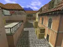 A street of Inferno in the original Counter-Strike, depicting at as the Middle Eastern village that it originally was, with differing architecture and a slightly different layout.