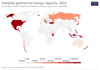 Image 90Installed geothermal energy capacity, 2022 (from Geothermal power)