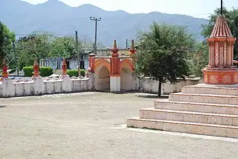 Capilla posa at the Mission of Nuestra Señora de la Luz de Tancoyol