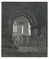 engraving showing interior of church c. 1800