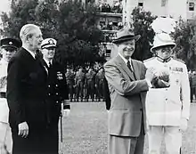 Prime Minister Harold Macmillan and President Dwight D. Eisenhower meet for talks in Bermuda during the aftermath of the Suez Crisis, 1957