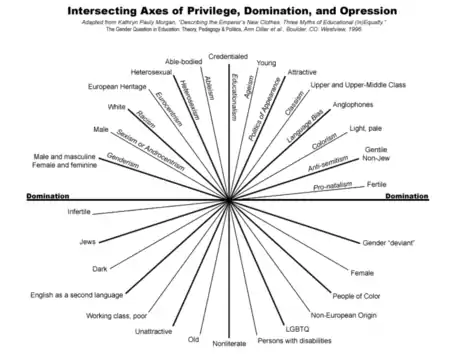 Spherical graphic showing the intersectional paradigms of privilege and discrimination