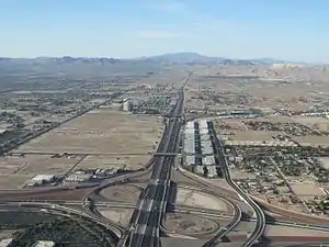 Aerial view of I-15 looking south from Sunset Road in the Las Vegas Valley