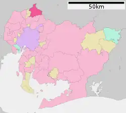 Location of Inuyama in Aichi Prefecture