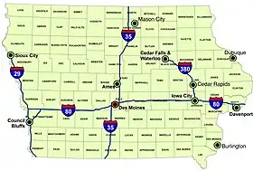 Image 19Iowa's major interstates, larger cities, and counties (from Iowa)