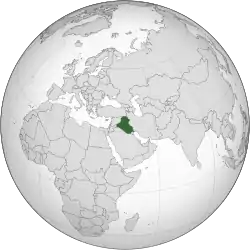 Iraq's location on a map of the Middle East and the world.