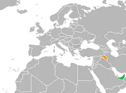 Map indicating locations of United Arab Emirates and Kurdistan Region