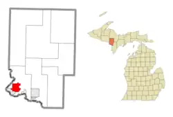 Location within Dickinson County