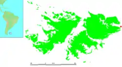 Location of Kidney Island within the Falkland Islands