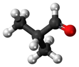 Ball-and-stick model of the isobutyraldehyde molecule