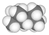 Spacefill model of 2,2,4-trimethylpentane