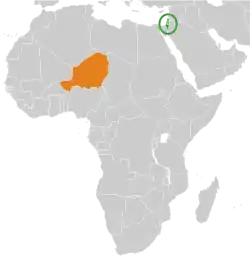 Map indicating locations of Israel and Niger