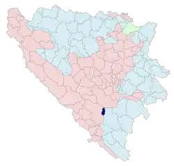 Location of Istočni Mostar within Bosnia and Herzegovina