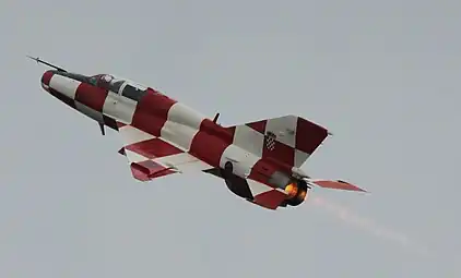 Air Force jet in Croatian checkerboard colours at the 2010 air show