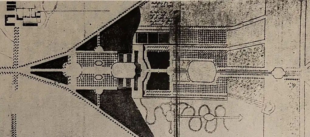 1755 Plan of the gardens around Schloss Jägersburg by Johann Ludwig Petri (destroyed in the Second World War)