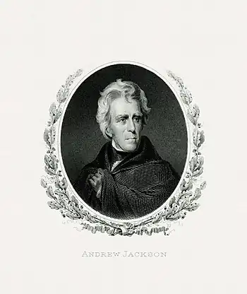 BEP engraved portrait of Jackson as president.