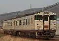 A diesel train on a Tsuyama Line express service