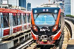 Jabodebek LRT departing at Dukuh Atas station