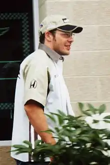  A photo of Jacques Villeneuve who was involved in a major accident with Ralf Schumacher that caused the death of a spectator marshal at turn three on lap five.