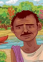 An illustration of Jadav 'Molai' Payeng, from the children's book 'Jadav and the Tree-Place'