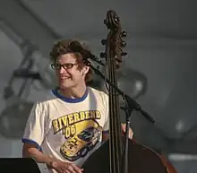 James Singleton at Jazz Fest, performing as Woodshed (with Roland Guerin and Tim Green) on May 4, 2007