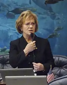 Rep. Janet Long, D-Seminole, seeks the support of her colleagues for a measure considered on the House floor April 27, 2009, in Tallahassee, Florida.