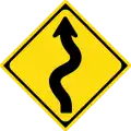 Winding road first curve to the left