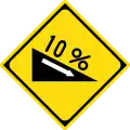 Steep descent (10%, 1:10)