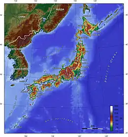 Image 87A topographic map of Japan (from Geography of Japan)